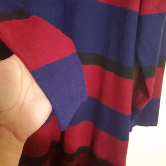 Avenue Purple & Burgandy Wide Striped Long Sleeve Dress Size 18/20 - Picture 5 of 8